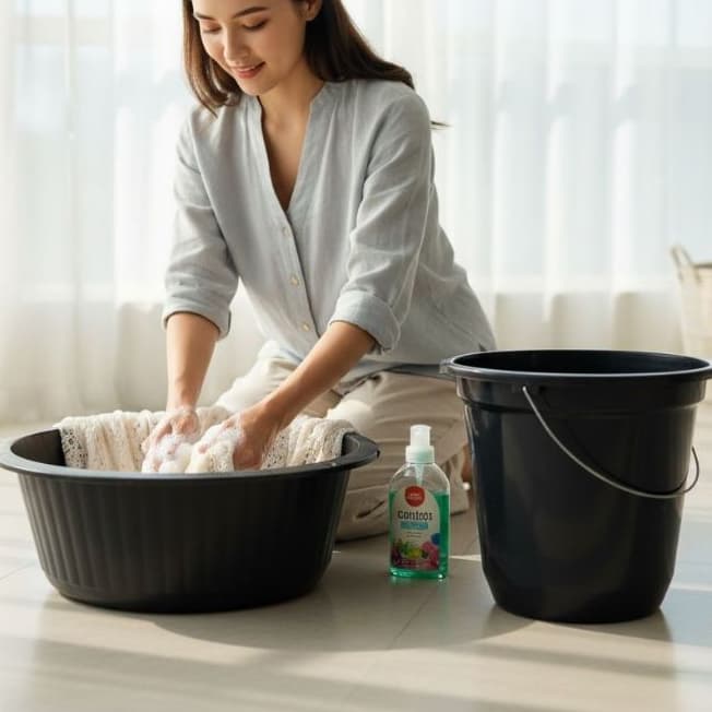 Kit Jogo Completo Bacia Reforçada de Cozinha 4,5L e Balde Resistente Utilitário 5L - Conjunto Preto Premium