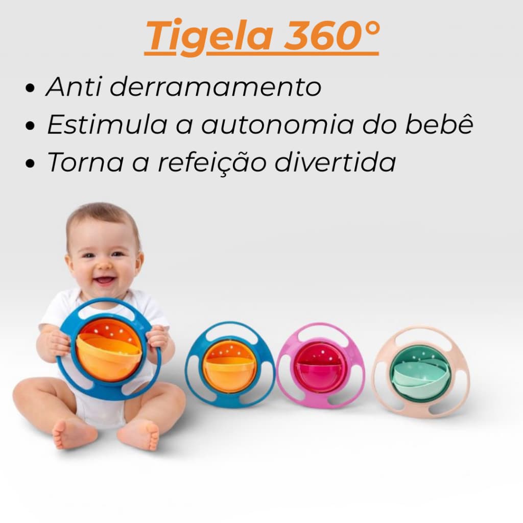 Tigela 360°Anti derramamento para bebê - Prato Giratório Infantil Não Derrama