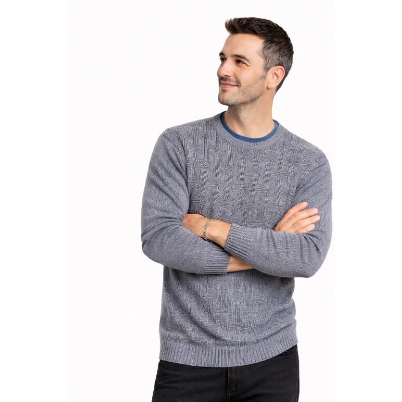 Suéter Masculino Tricô Xadrez com Modelagem Moderna