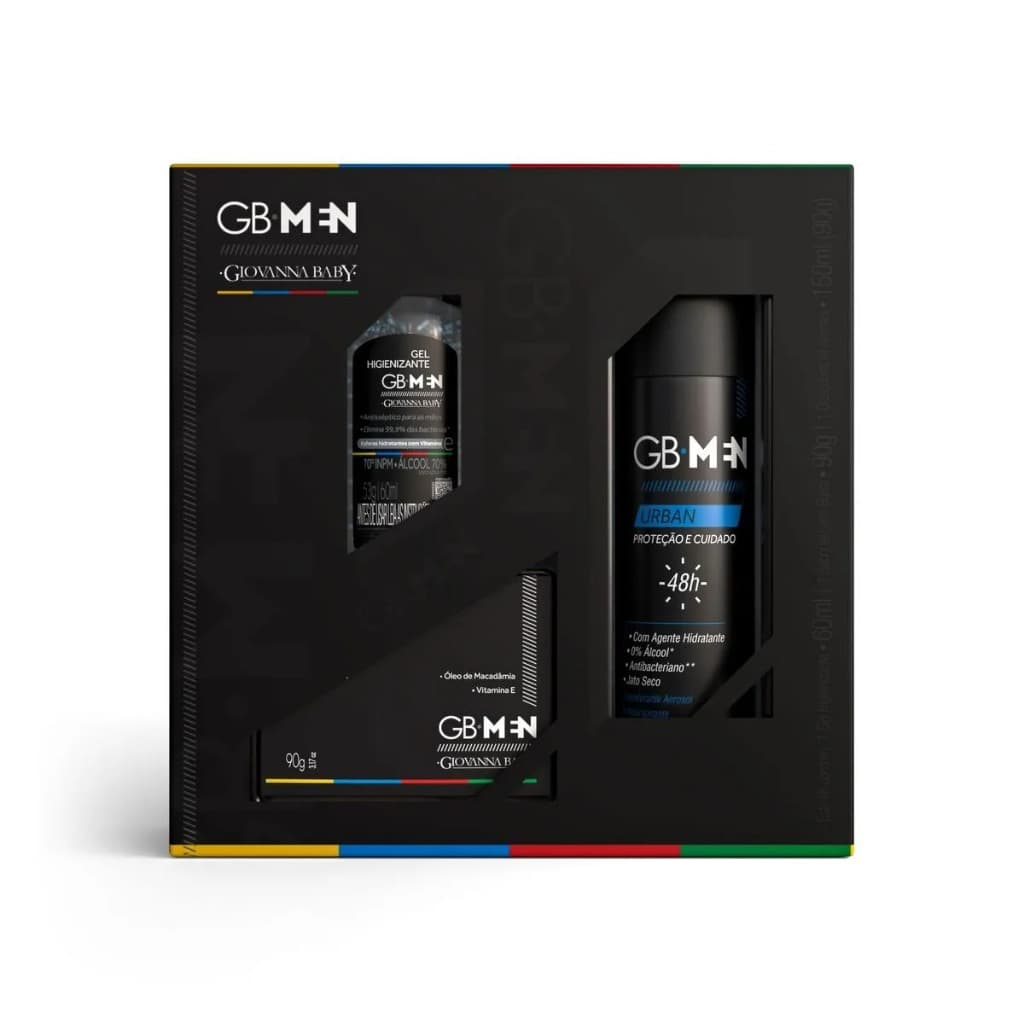 Giovanna Baby GB Men Kit Clean Care (aero+sab.Barra veg + gel) Cuidados Masculinos Gel Hig+Sabonete