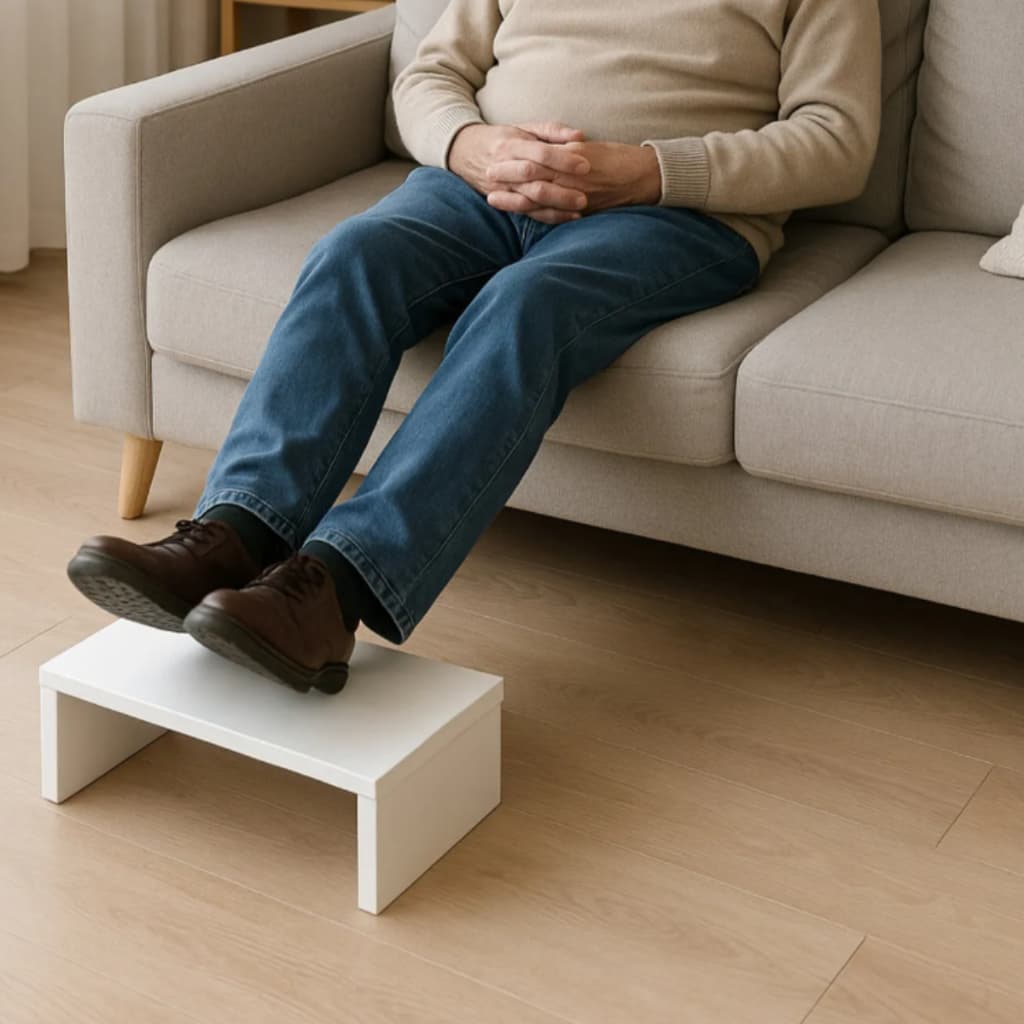 Escada Patamar Com Um Degrau 14 Cm Para Maca Em MDF Branco Escadinha Extra Forte Domestica