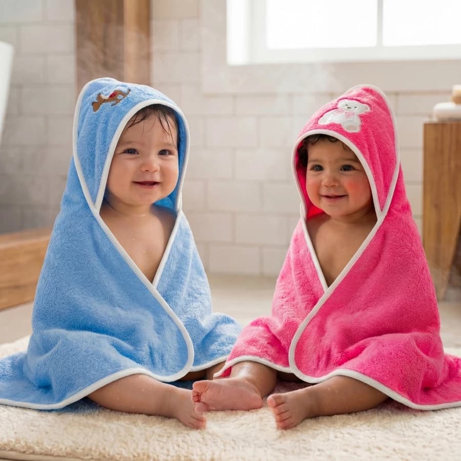 Kit 3 Toalha Bebê com Capuz Felpuda 60x 60cm - Pós-Banho Infantil Macia Premium