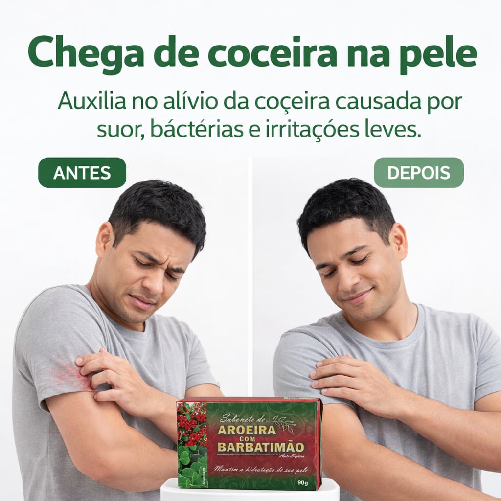 2 Sabonetes de Aroeira com Barbatimão 90g  Bionature para coceira micose odores fungos antisséptico