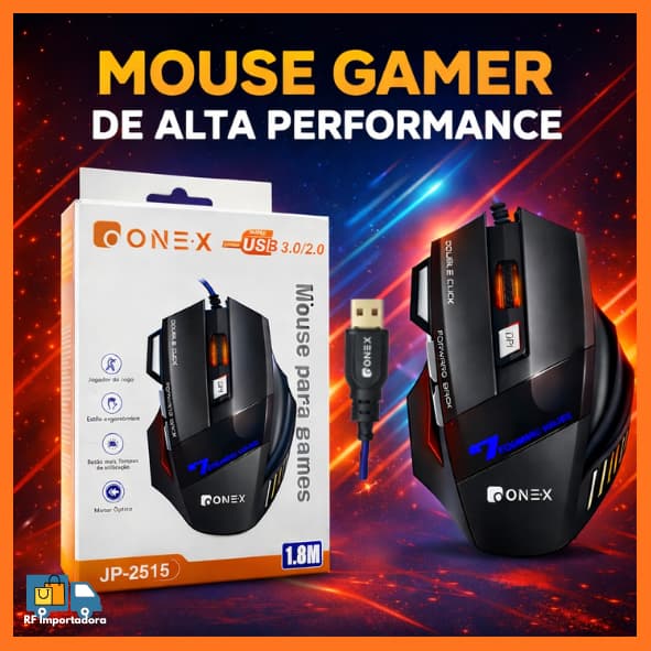 Mouse Gamer Com Fio USB 3.0 Ergonômico Óptico 6000 DPI Para Jogos Profissionais Games HP-2515