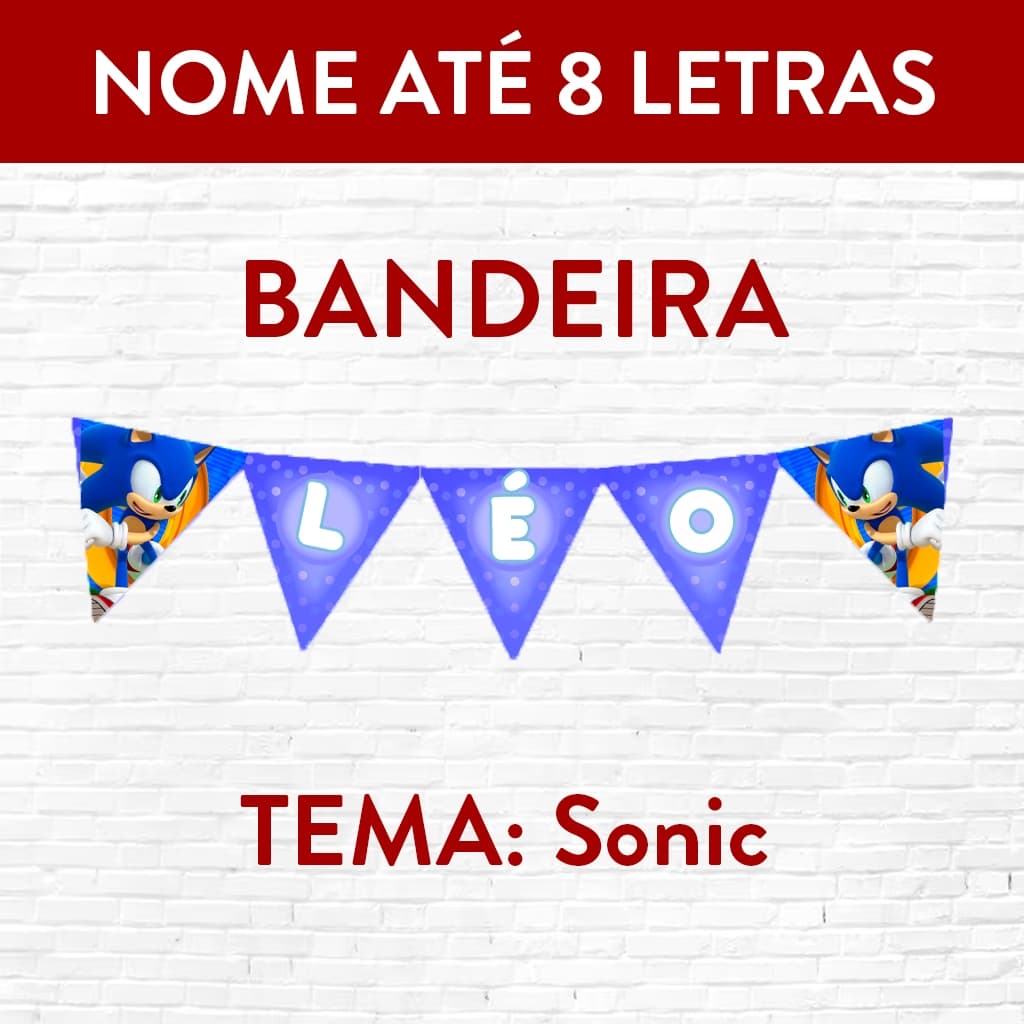 Bandeirola Decorativa – Ideal para Festas Sonic com Nome até 8 letras