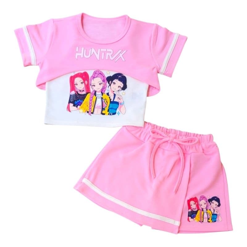Conjunto Infantil Menina - Short Saia - guerreiras