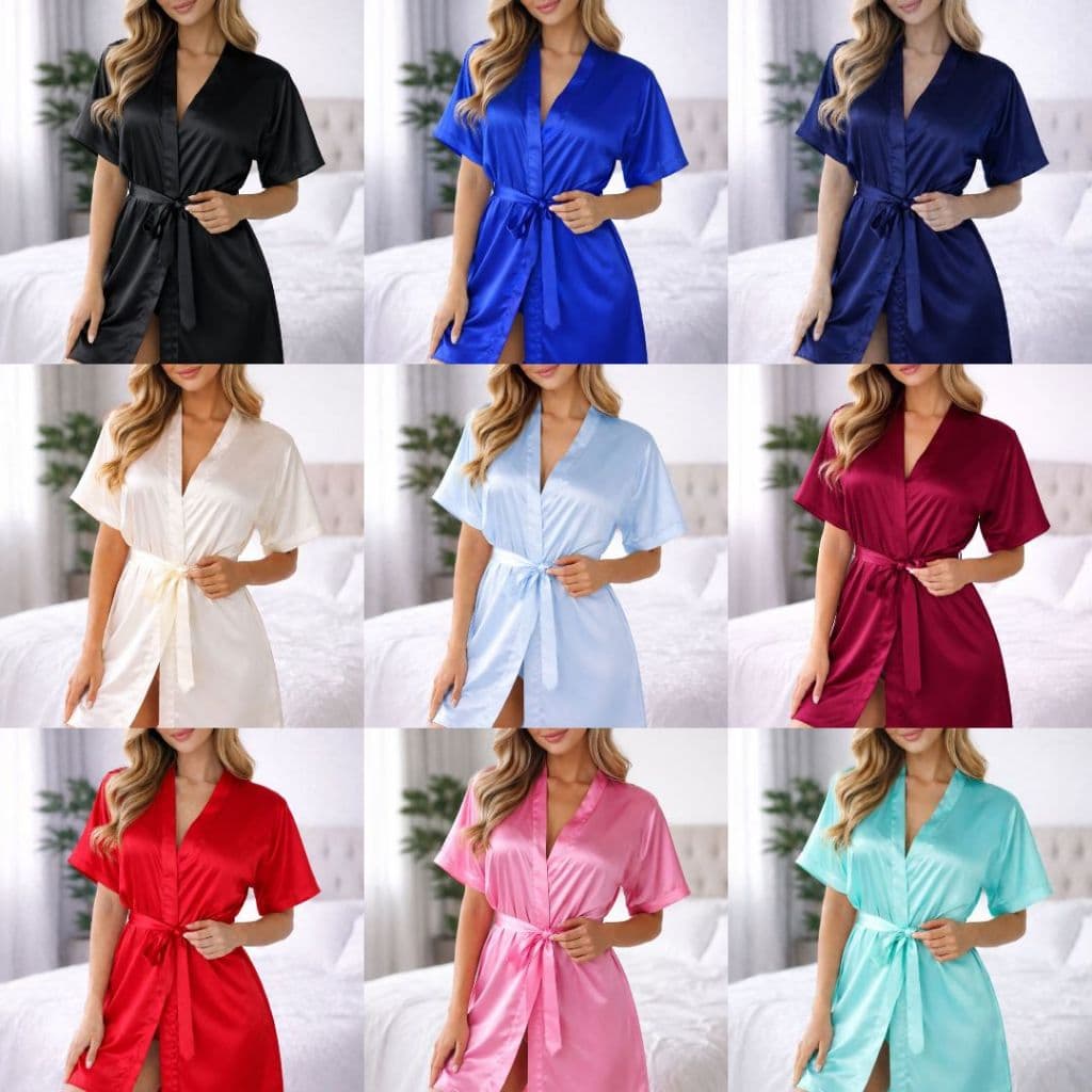 Robe Feminino Cetim Luxo | Manga Curta | Amarração | P ao GG + Puls Size Até o 52