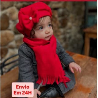 Cachecol + Boina Várias Cores (Kit Infantil Criança Menina Inverno Modinha Bloqueirinha)