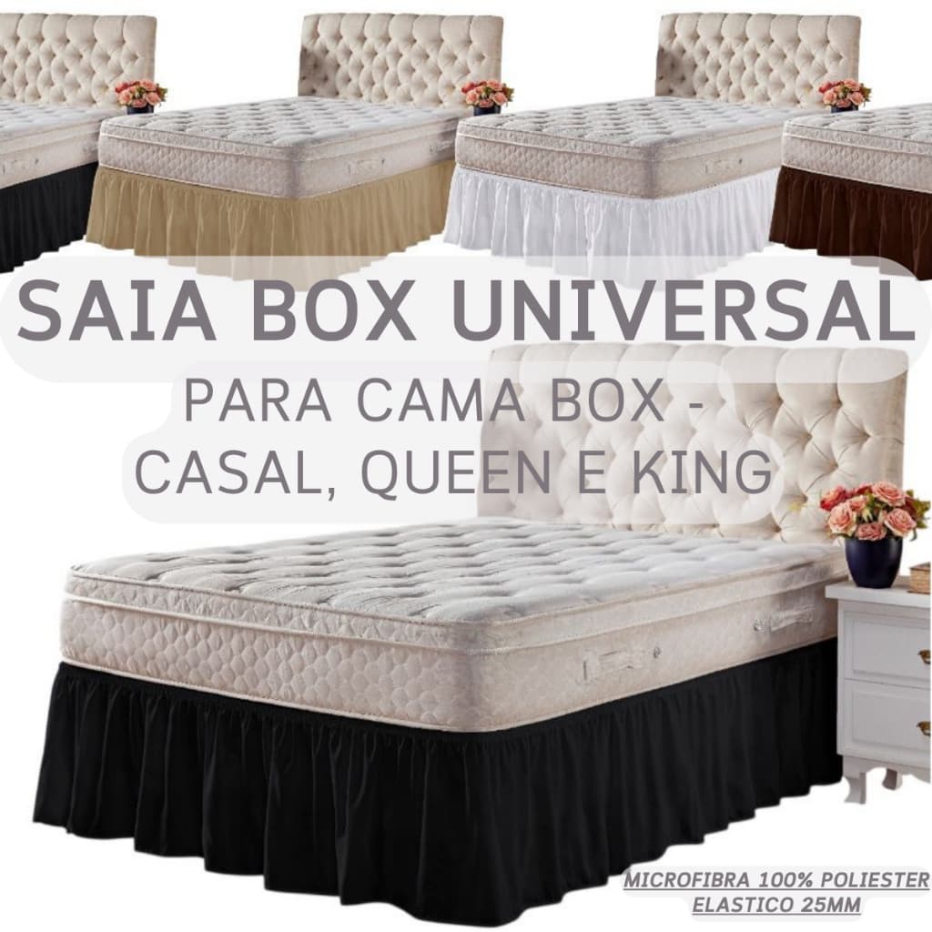 Saia Para Cama Box Tamanho Universal (Casal Padrão, Queen e King) Com Elastico 25MM Em Toda a Volta