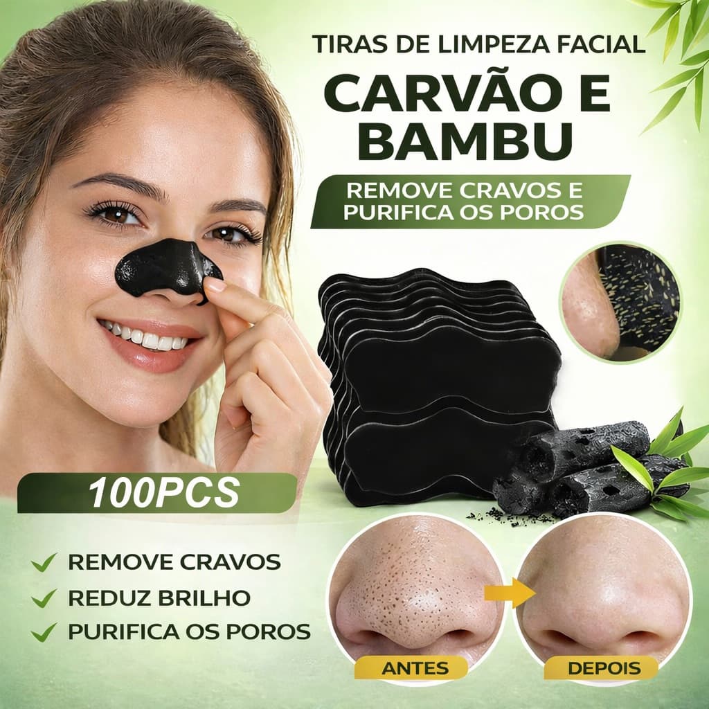 Kit 30/60/100 Pçs Adesivo Pasta De Nariz De Limpeza Profunda Carvão De Bambu Cravo Ponto Nasal Tira Ferramentas