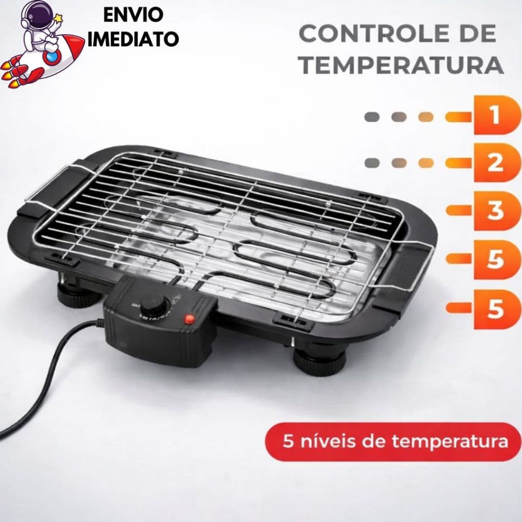Churrasqueira Elétrica Interior Exterior Sem fumaça Grelhador Portátil Cozinha 110V e 220v