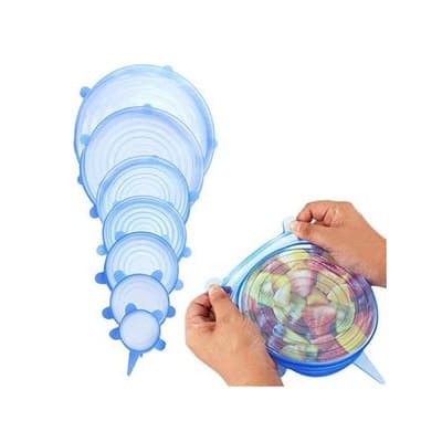 Kit 6 Tampas de Silicone Reutilizável Elástica para Potes Panela Tapoer Cozinha Flexivel