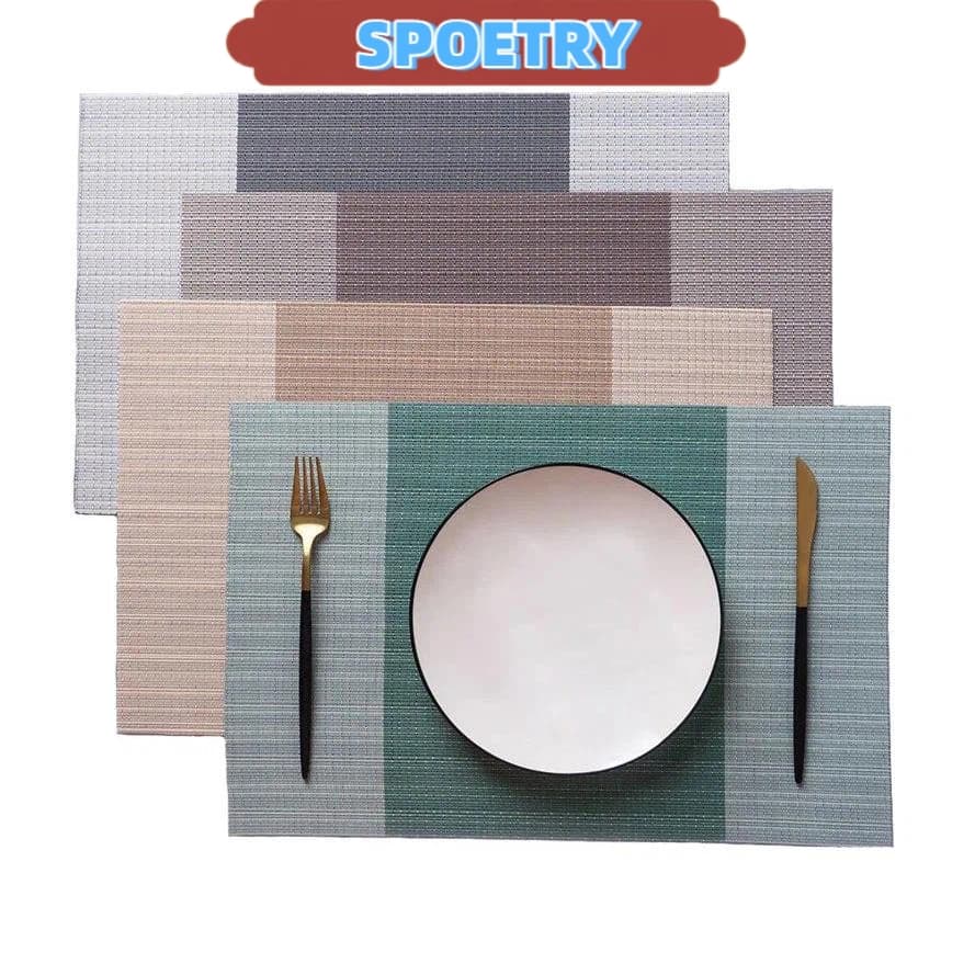 Kit 6 Jogo Americano Mesa Jantar Material De Pvc Descanso De Prato Mesa Jantar Modelo Quadrado