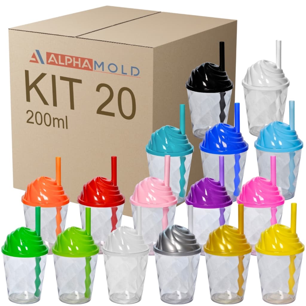 20 Copo Cristal Tampa Chantilly 200ml Festa Bebida Brinde Comemoração Evento Lembrancinha