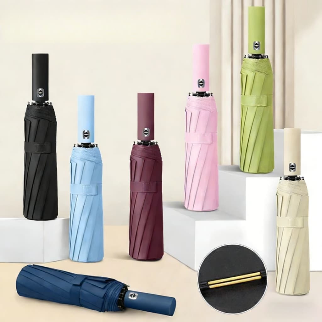 Guarda Chuva Automático Abre E Fecha Reforçado Contra Vento Proteção Solar Blackout BEST