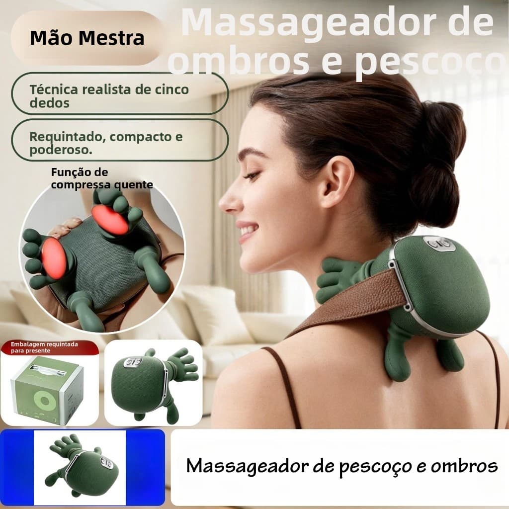 Massageador Elétrico Portátil para Pescoço com 3 Intensidades e Aquecimento Infravermelho - Alívio Imediato!