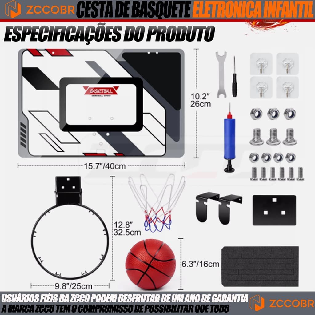 ZCCOBR Kit Tabela Cesta De Basquete Acrilico Infantil +aro Basquete