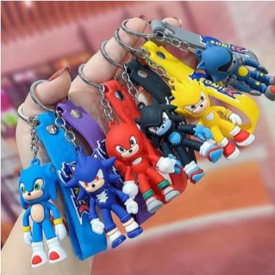 Chaveiro Sonic de ouriço de desenho animado com pingente de bolsa e boneca de desenho animado
