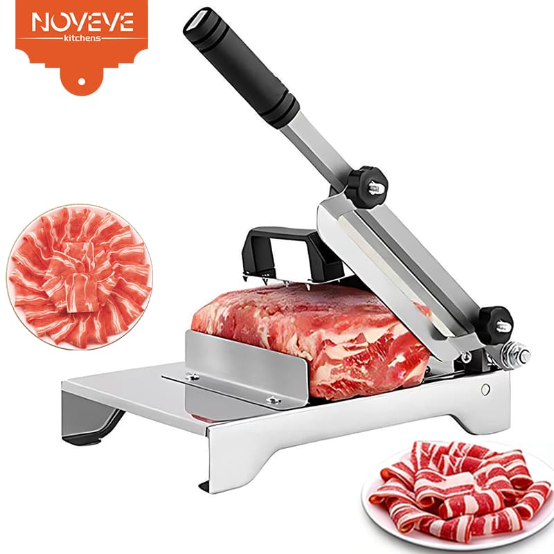 Fatiador de Carnes Manual em Aço Inox para Cozinha Doméstica e Cortes Precisos，lâmina de 20 cm