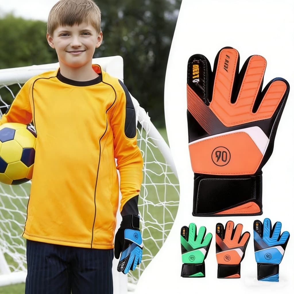 Crianças luvas de goleiro de couro falso dedo cheio luva de goleiro amortecimento luvas degoleiro de futebol ao ar livre