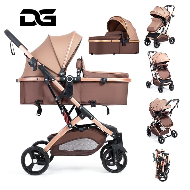 Carrinho De Bebê Europeu Luxo 3 em 1 com Amortecedor Reversível Dobrável P7