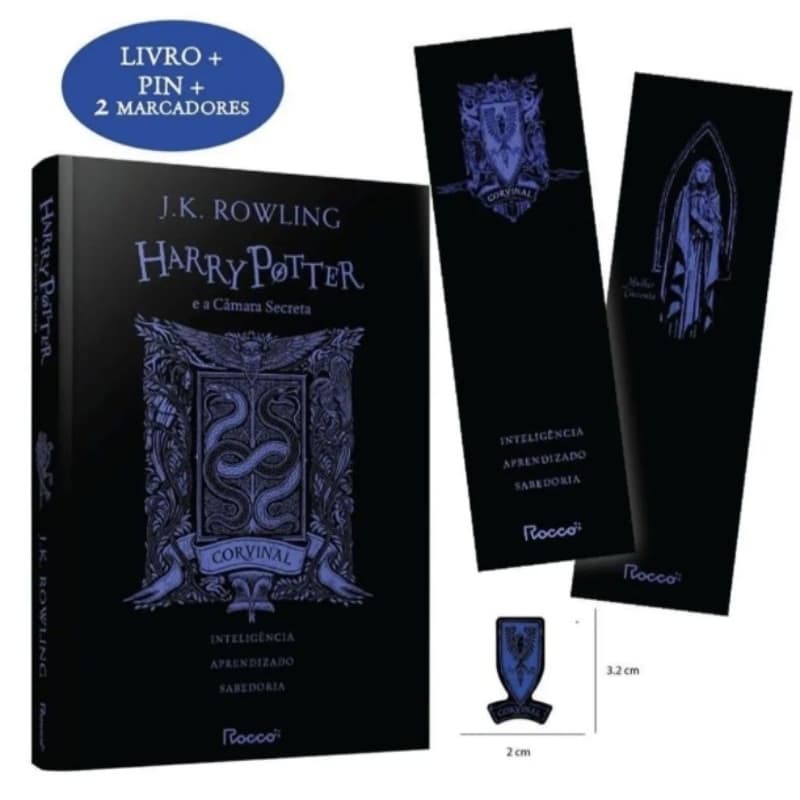 Livro Harry Potter E A Câmara Secreta Capa Dura + Pin + Marcadores - Corvinal - Rocco- Capa Dura