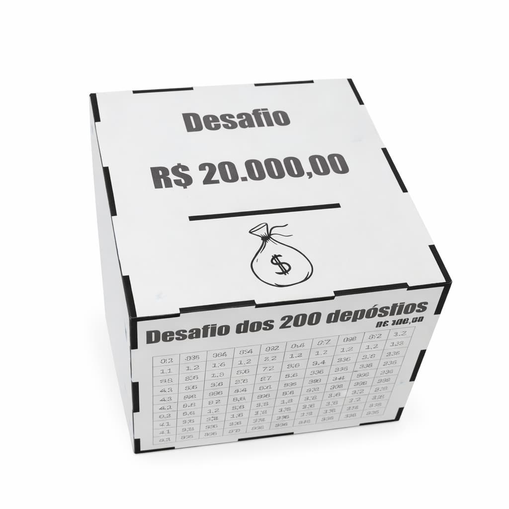 Cofre Desafio 1mil, 5 mil ,10 mil e 20 mil em MDF Branco 3MM