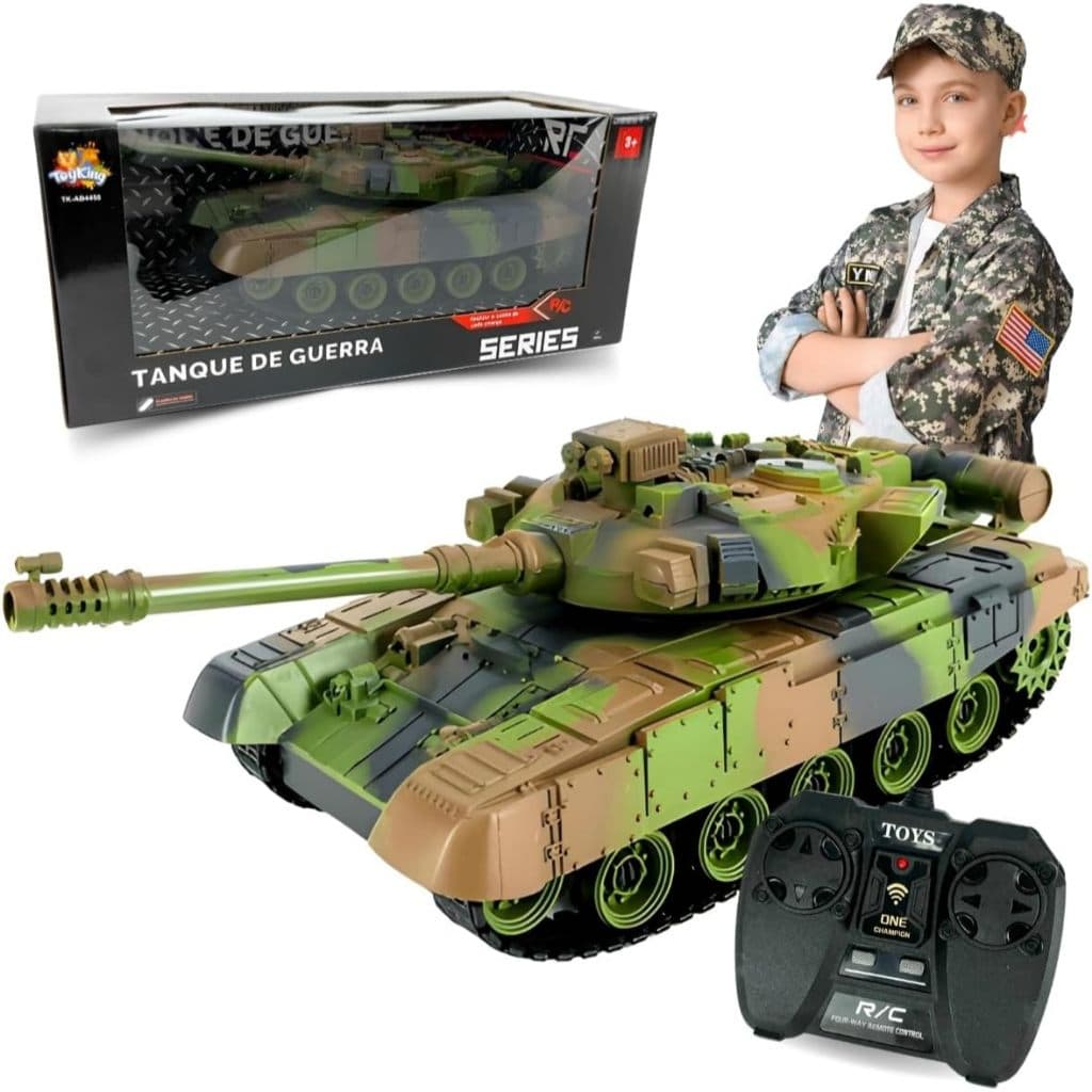 Tanque de Guerra Recarregável Interativo Grande com Controle Remoto Luz Som Super Veiculo Construção