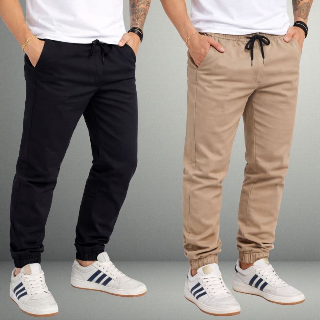 Kit 2 Calças Jogger Masculina Slim Com Lycra Cintura Elástico Premium