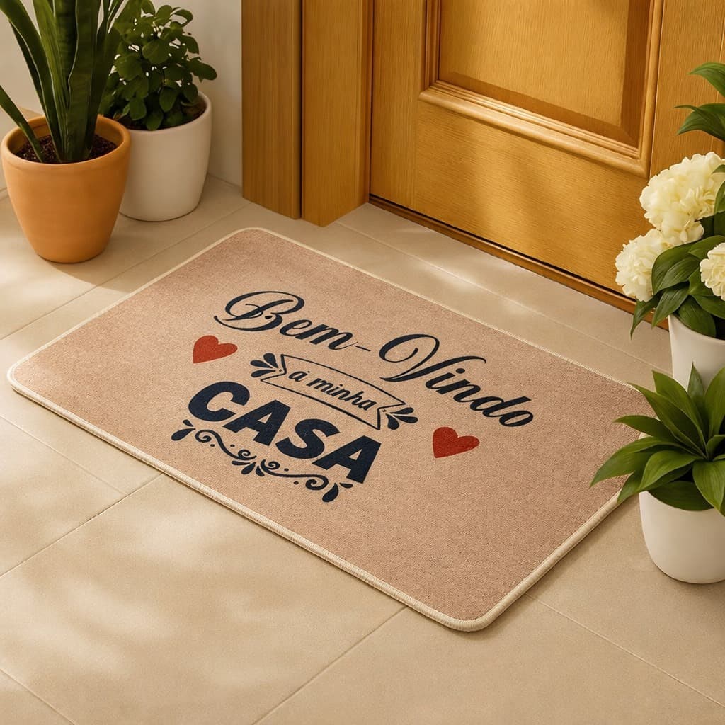 Tapete Capacho Porta de Entrada Antiderrapante Limpa Pés Casa Uso Interno e Externo Recepção