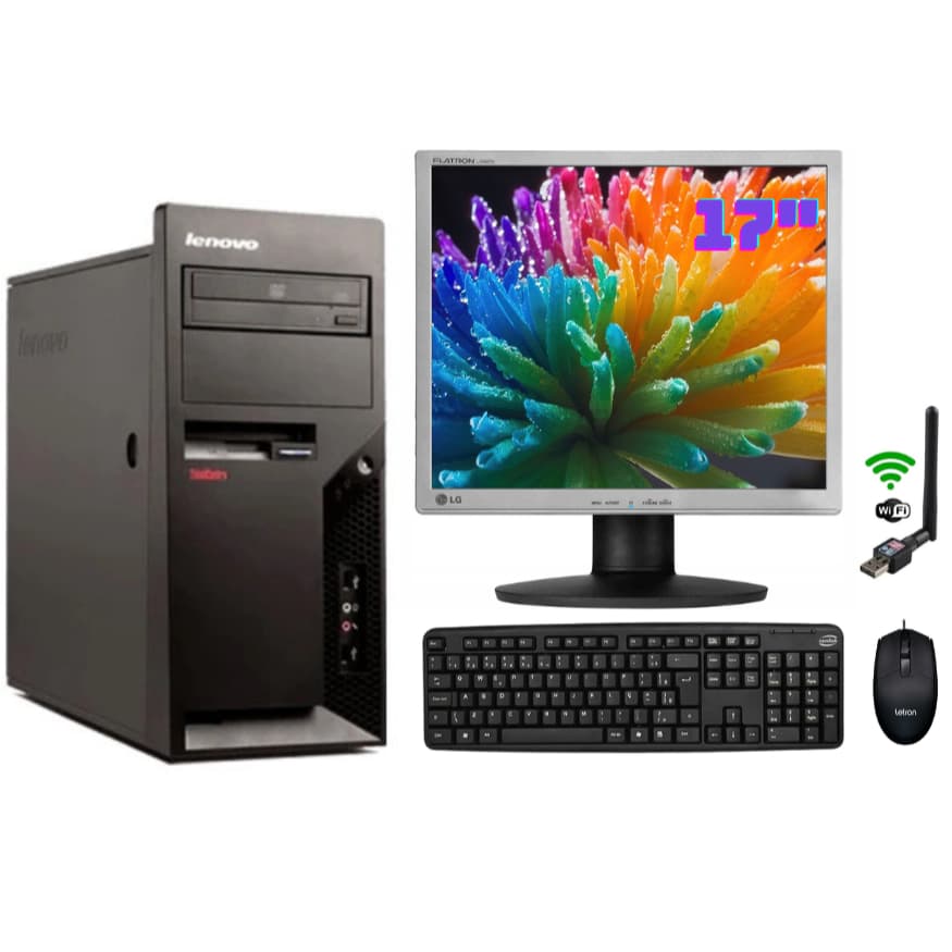 Computador Completo Barato Lenovo 500gb Hd Wifi Tela17" Teclado Mouse Core 2 Duo E7500 Nota Garantia