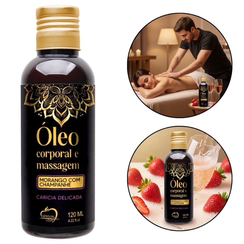 Óleo de Massagem Tântrica Sortido 120ml Óleo Corporal Sensual Cuidado c/Corpo Pós Banho