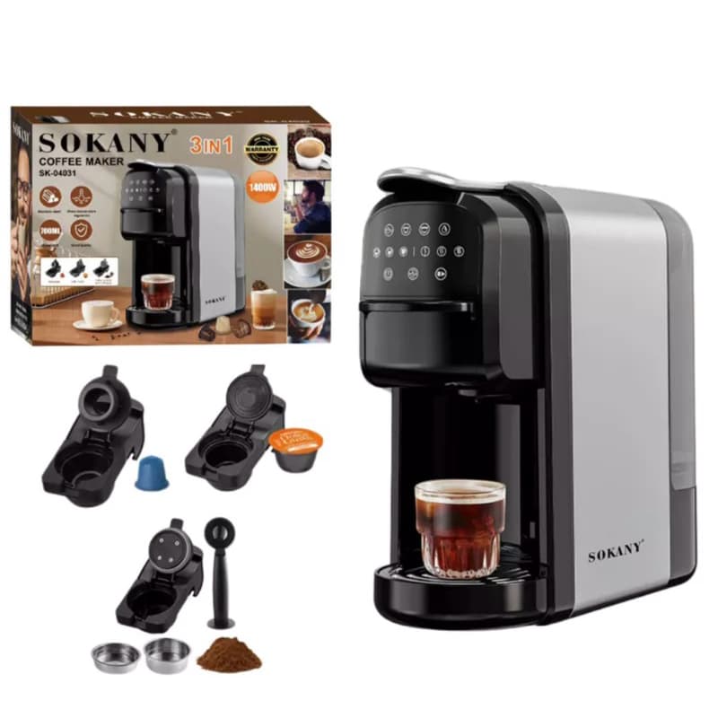 cafeteira elétrica capsula cafe de po 3in1 de Sokany 700ml 110v e 220v