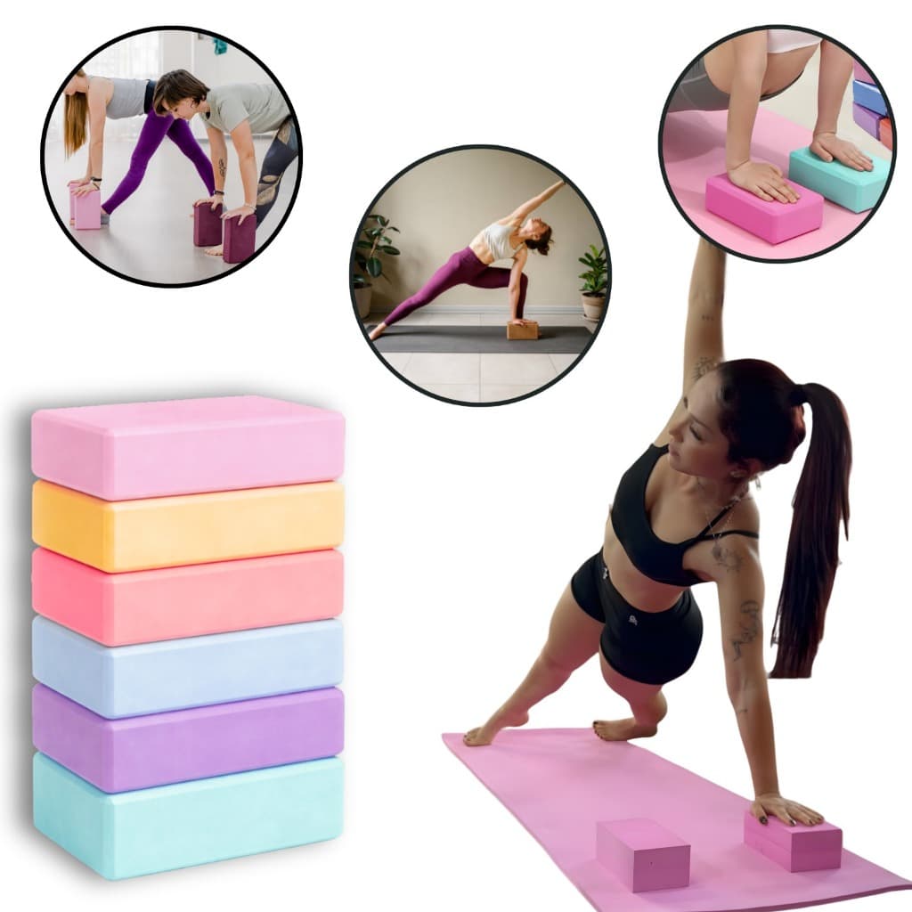 Bloco de Yoga Pilates EVA 20x10x7,5cm Apoio para Alongamento e Fisioterapia