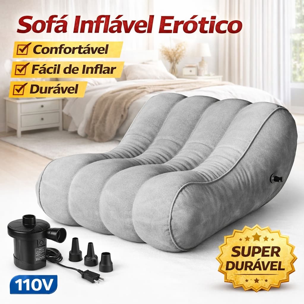 Sofá Poltrona Inflável Erótica Com Bomba 110v Puff Durável