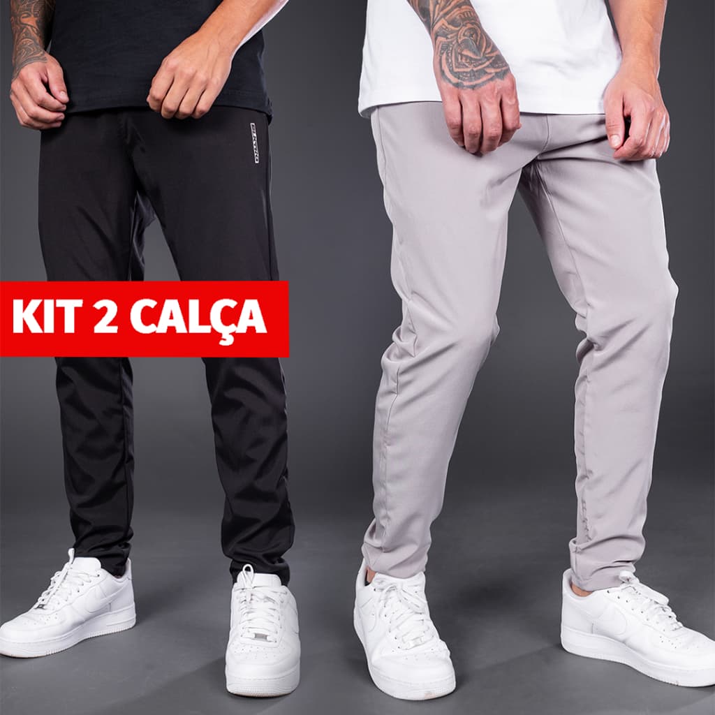 Kit 2 Calça Masculina Leve Elastano Caminhada Esportiva Academia Fitness Versátil - Black Targ