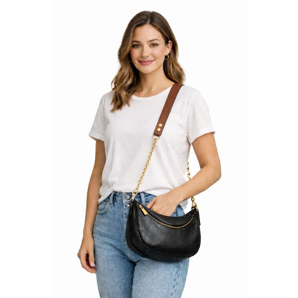 Alça de Couro para Bolsa – 1,25 Metro com Mosquetão