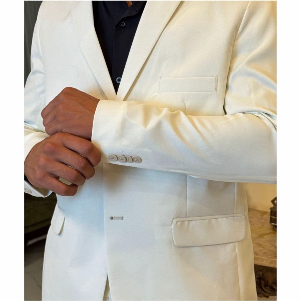 Terno Oxford Slim Masculino Bege - paleto+calça Lançamento 2026