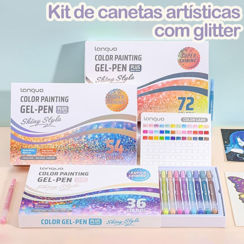 KIT24/36/54/72 NOVO Volta às aulas Conjunto de Canetas Brilhantes Marca-texto Com Glitter Desenho Material escolar