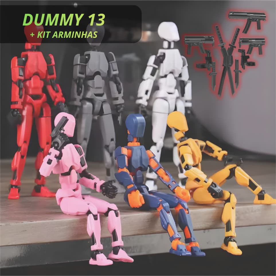 Boneco Dummy 13 Articulado - Kit Montagem 3D com 4 Armas, Presente Criativo para Crianças