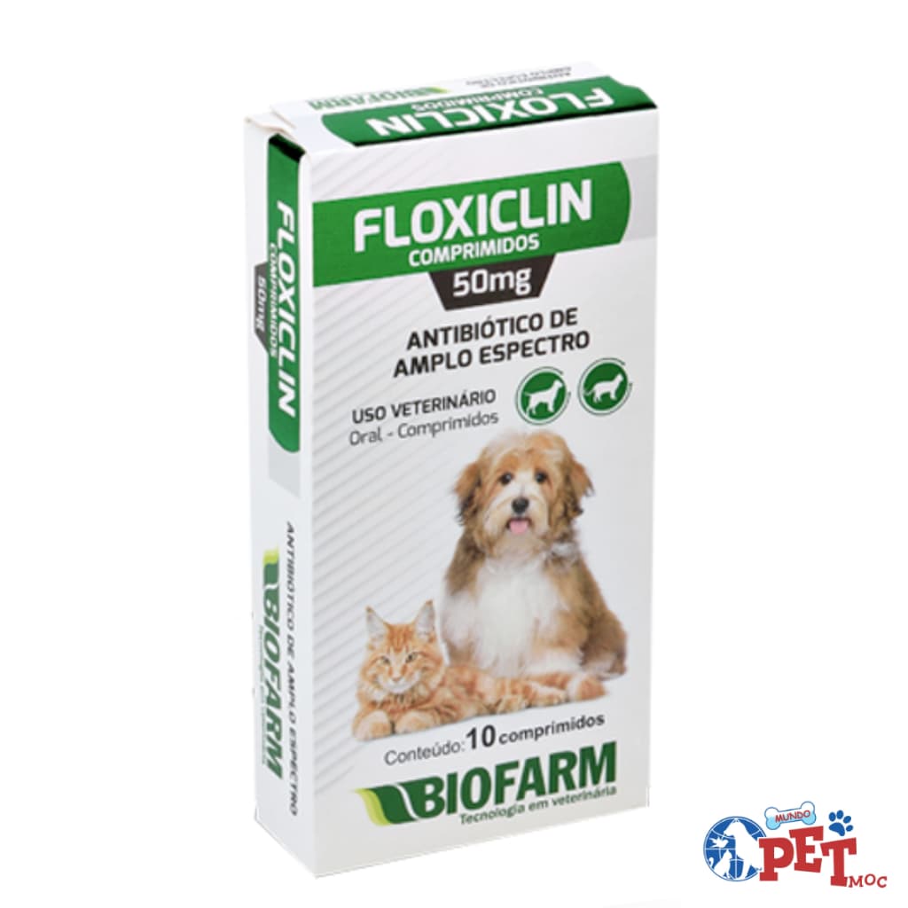 Floxiclin 50mg - Antibiótico de Amplo Espectro para Cães e Gatos, 10 Comprimidos