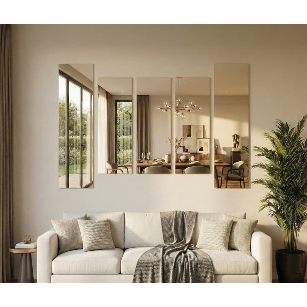 Painel de Espelhos Grande Contemporâneo Moderno Decorativo Kit 5 Peças 75cm x 50cm