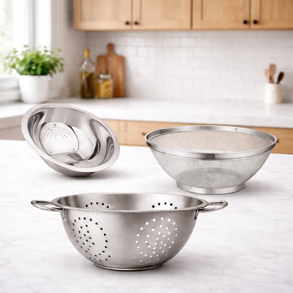 Kit 3 peças Escorredor De Arroz + Escorredor De Macarrão + Escorredor Telado