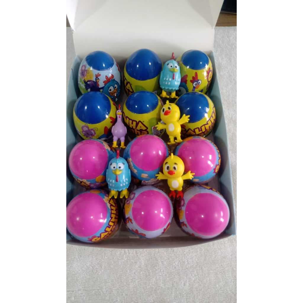 Kit com 6 ou 12 Ovos Surpresa Galinha Pintadinha Desenho Animado Filme Presente Brinquedos Infantil Unisex