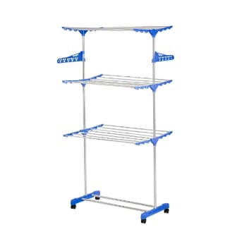 Varal Dobrável 3 Andares em Aço com 4 Rodas para Chão – Estrutura Resistente organizadora e prática.