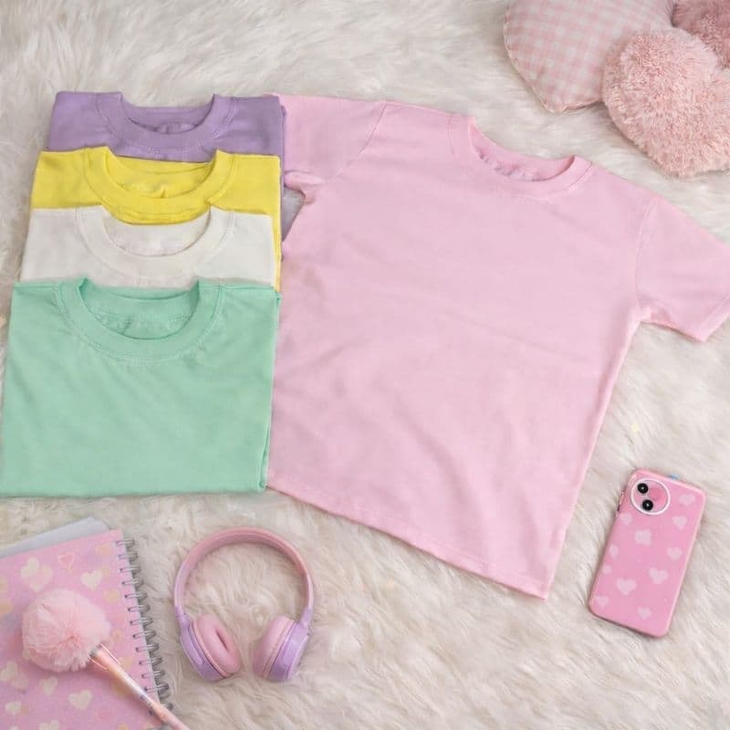 Kit 5 Camisetas Infantil e juvenil Feminina 100% Algodão – Básicas, Confortáveis e Estilosas