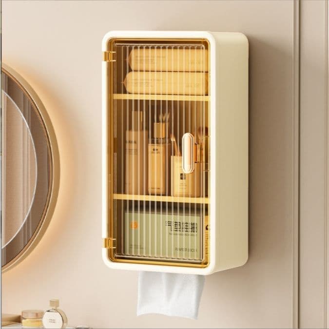 Porta Papel Higiênico Lenço Umidecido Caixa Multi Armazenamento Prateleiras Banheiro Suporte