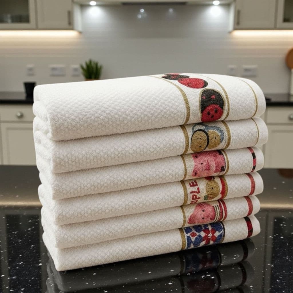 Kit 10 Panos de Prato Copa 40x65 Jacquard Atoalhado Toalha De Cozinha