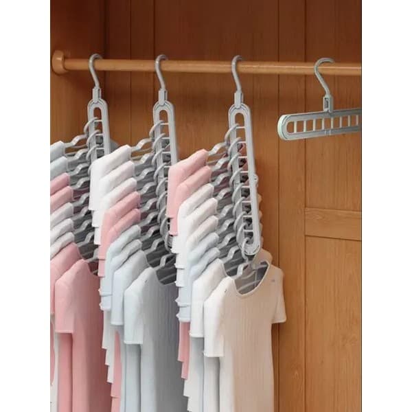 Kit Cabide Mágico 360° + 10 Cabides Reforçados Premium Organização Closet Vertical Horizontal