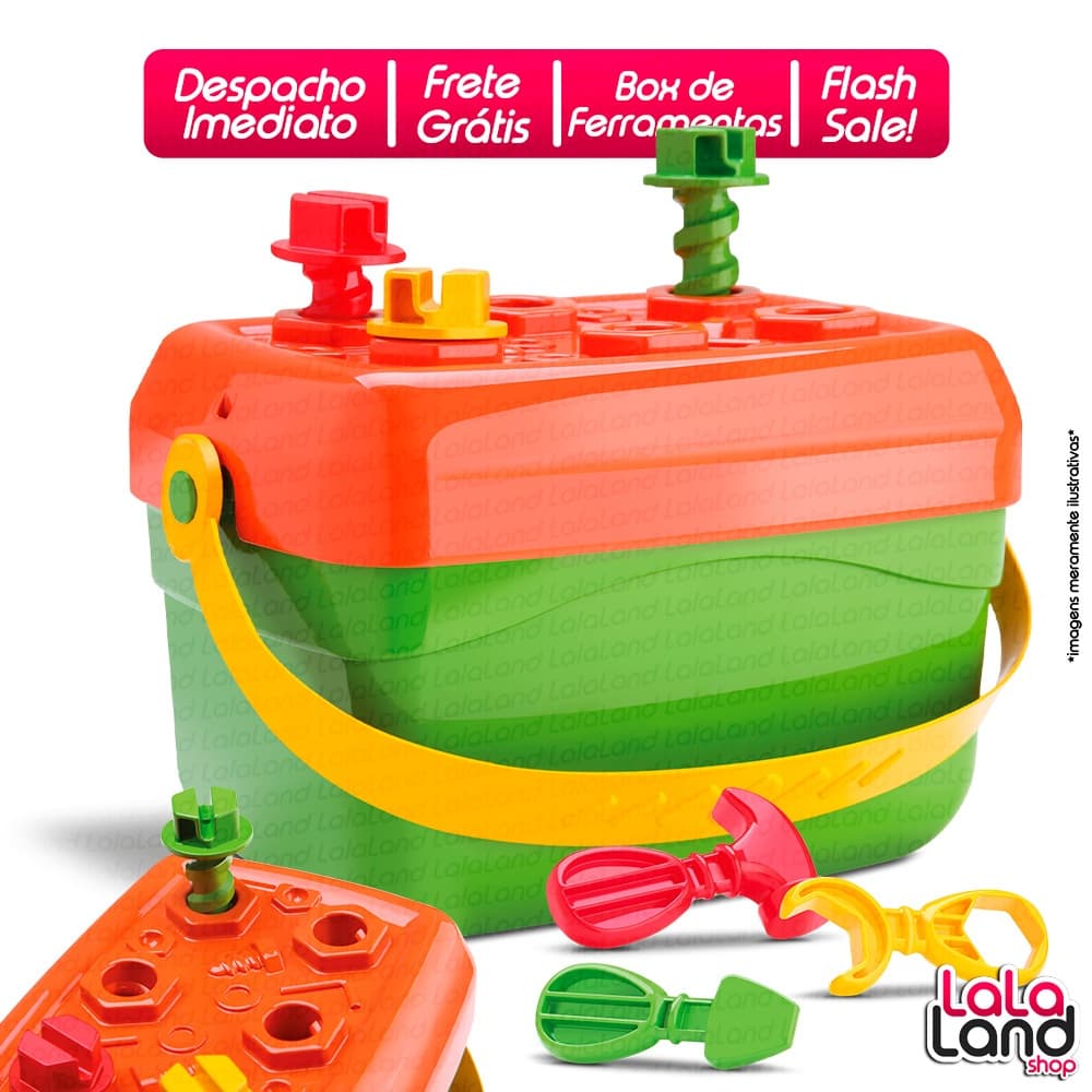 Brinquedo Didático Baldinho de Ferramentas Oficina Infantil Com Chave de Fenda Parafusos Acessórios